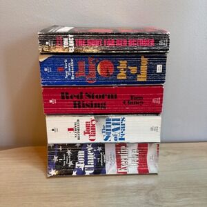 Tom Clancy Book Lot 5 Paperbacks Hunt for Red October Red Storm Rising Jack Ryan